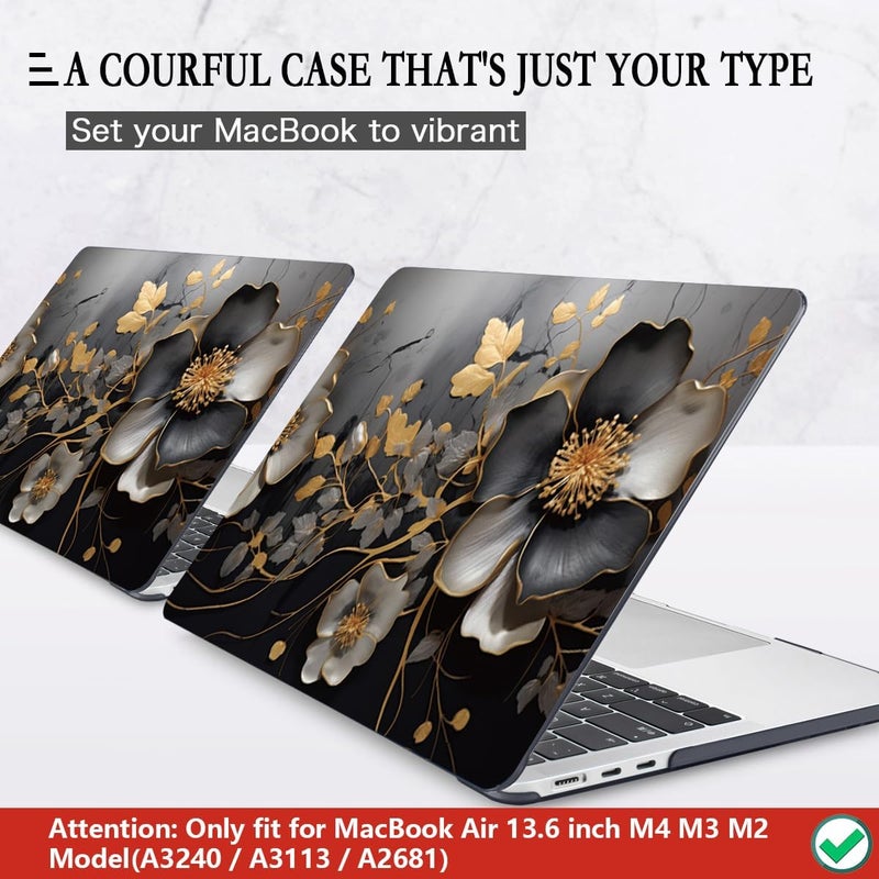 CISSOOK Compatible with MacBook Air 13.6 inch 2025 2024 2023 2022 Release M4 A3240 M3 A3113 A2681 M2, Floral Hard Shell Case Keyboard Skin Cover Screen Protector - Abstract Oil Painting - Image 3